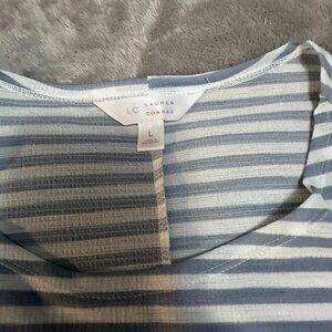 Lauren Conrad Top L- Stripped Top- Cold shoulder